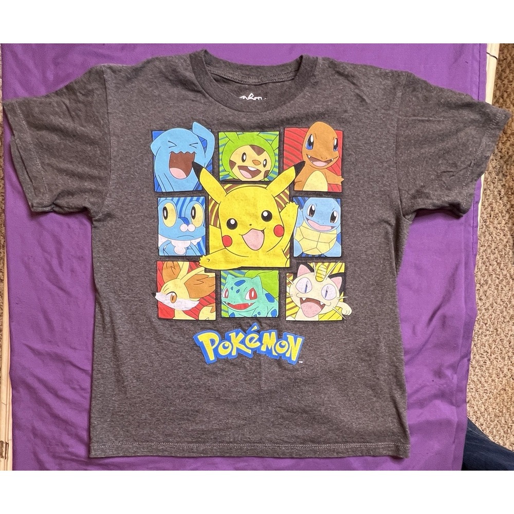 Pokemon Pikachu & Friends 2015‎ TShirt Size Youth Medium Dark Gray NWOT